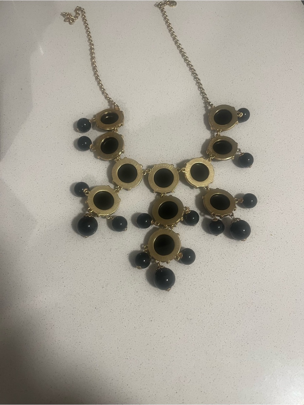 J. Crew Black and Gold Cluster Statement Necklace - Picture 2 of 2